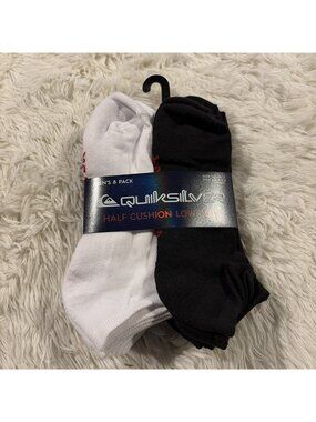 Quicksilver mens 8 pack half cushion low cut socks NWT size 10-13